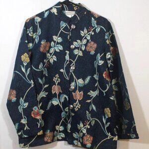 Coldwater Creek Floral Jacquard Brocade Tapestery Jacket Size Med NWOT